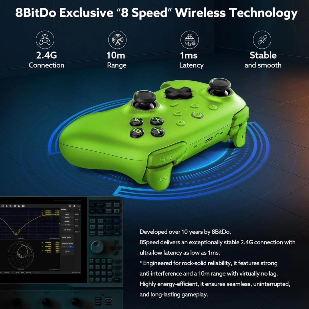 وحدة تحكم لاسلكية 8BitDo Ultimate 2 لنظام ويندوز 10/11 وأندرويد مع عصا تحكم TMR وأزرار قابلة للتبديل وإضاءة RGB - 5