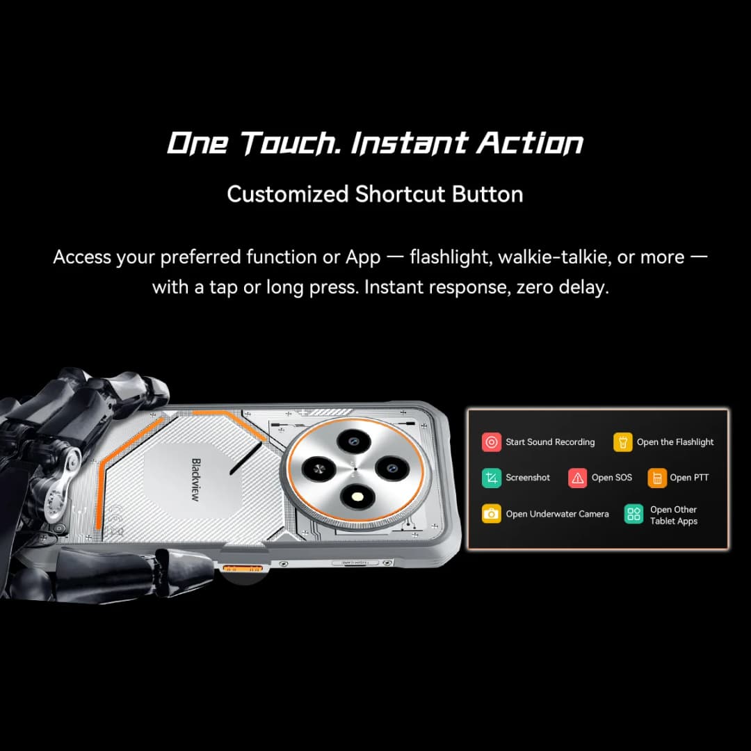 Blackview FORT 2 Smartphone, 6.78" HD+ IPS Display,MediaTek Helio G81 Processor,5000mAh Battery,Outdoor Rugged Mobile Phone - 4