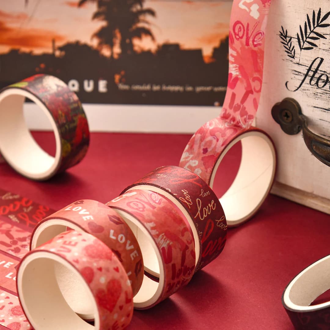 مجموعة أشرطة واشي ليوم الحب، أدوات مكتبية، أشرطة لاصقة زخرفية رومانسية DIY لتزيين الغرف والحفلات والمهرجانات - 5