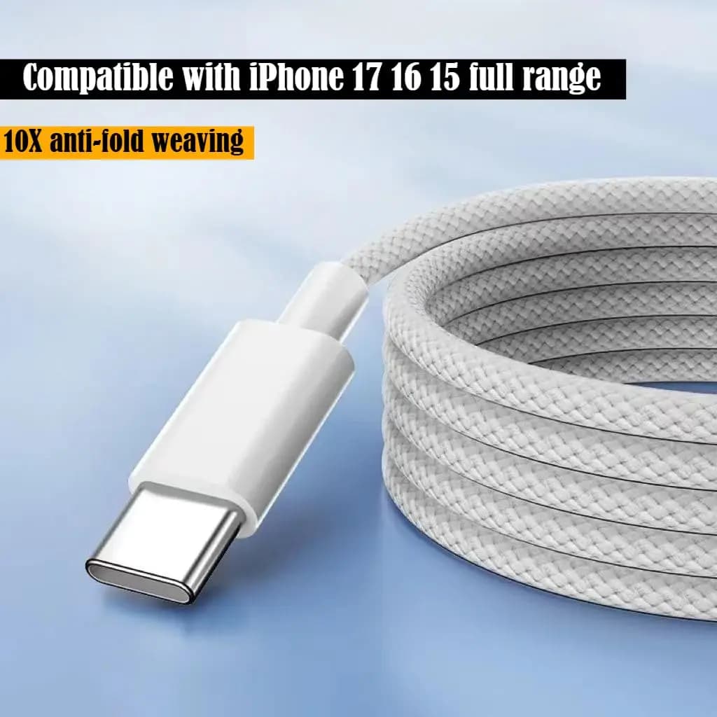 كابل شحن سريع USB-C بقوة 60 واط من النوع C إلى النوع C، سلك شحن سريع للهاتف، خط بيانات PD لأجهزة آيفون 16 و15 وسامسونج وشاومي وهواوي - 4