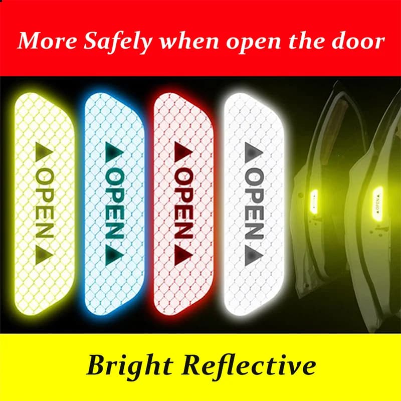 4PCS Car Accessories Car Stickers Reflective Warning Sticker Wheel Eyebrows Door Opening Sticker Diamond Wheel Reflective Strip - 2