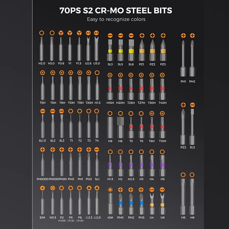 74 in1 مفك براغي بسقاطة مجموعة انفصال اسئلة T مقبض المحمولة مجموعة أدوات إصلاح للأثاث الكمبيوتر دراجة النظارات DIY بها بنفسك - 6
