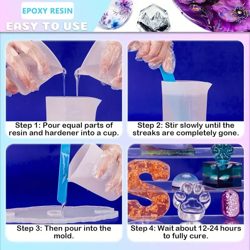 Epoxy Resin Kit , Clear 2 Part Resin High Gloss for Casting Coating, Countertop, Table Top, Resin Art DIY Handcraft Jewelry - 3