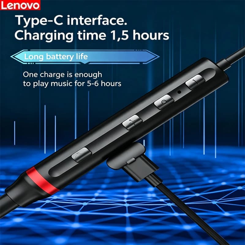 NEW Lenovo HE05X Neck Bluetooth 5.0 Headset Low Delay 8D Stereo Bass Sports Game Bluetooth Headset Waterproof  Long Life Fashion - 4