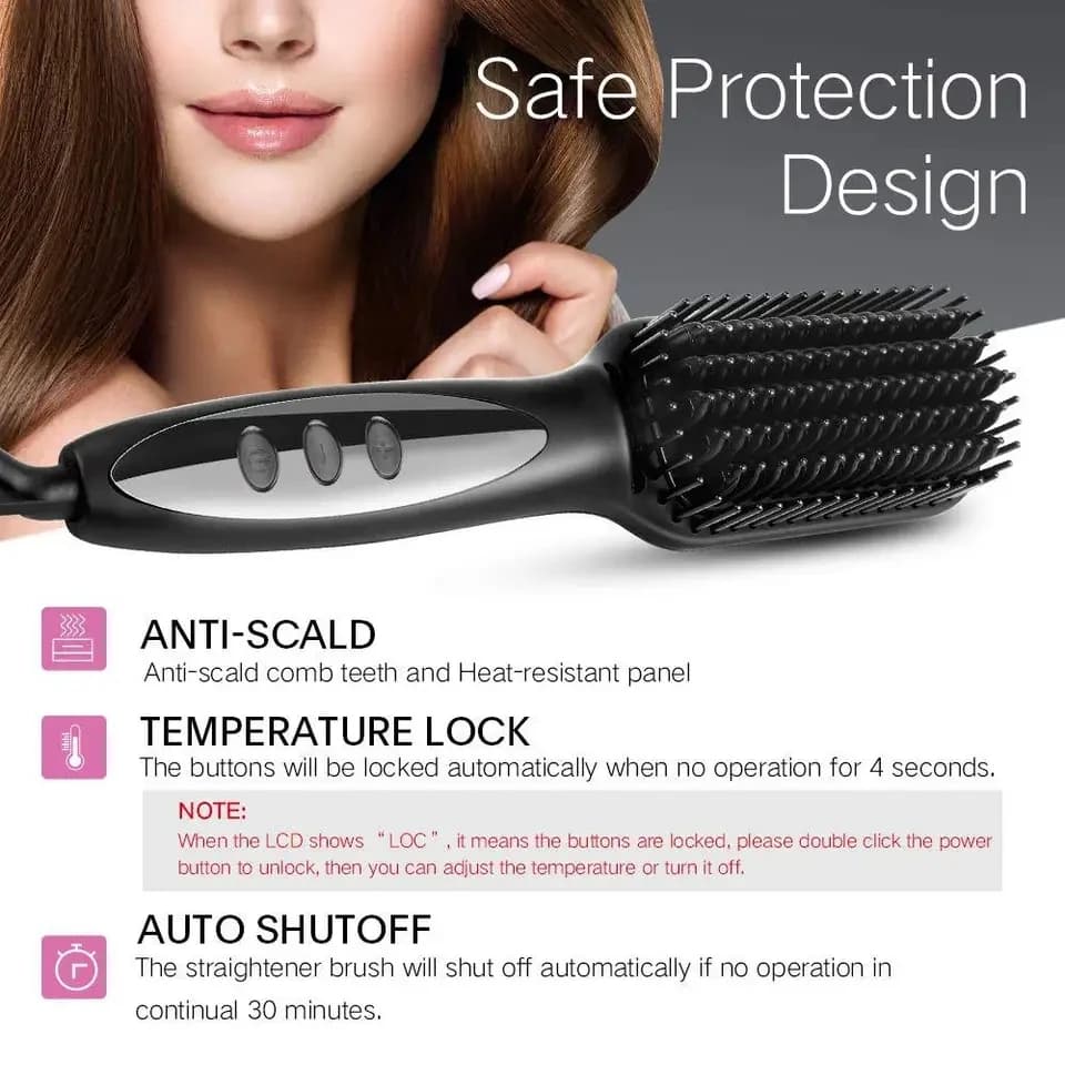Hair Straightener Brush Comb Electric Hair Brushes Hot Comb Straightener For Hair Anti-scalding Ceramic Beard Straightener Brush - 2