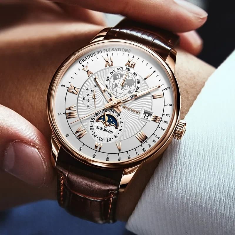 Luxury Brand Watch for Men Trendy High End Light Versatile Quartz Watch Leather Strap Fake Three Eye Fashion Business Wristwatch - 4