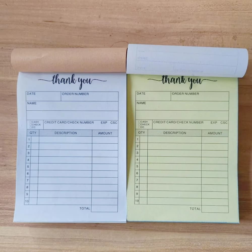 1/5 قطعة كتب طلب المبيعات مع الورق المقوى، كتاب فاتورة مبيعات بدون كربون لكتاب إيصالات الأعمال الصغيرة - أبيض/أصفر - 5