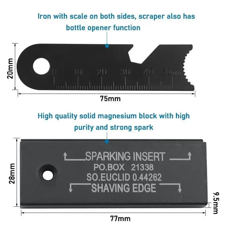 New Wilderness Survival Portable Flint Kit - Magnesium Fire Starter Stick with Wooden Handle for Camping Outdoor Equipment Tool - 5