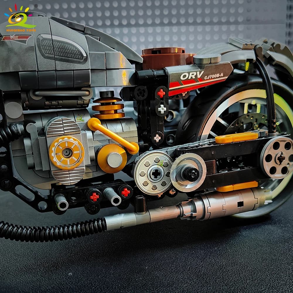 HUIQIBAO 808 قطعة MOC دراجة نارية تقنية، مكعبات بناء، لعبة متسابق موتو للأطفال والبالغين - 5