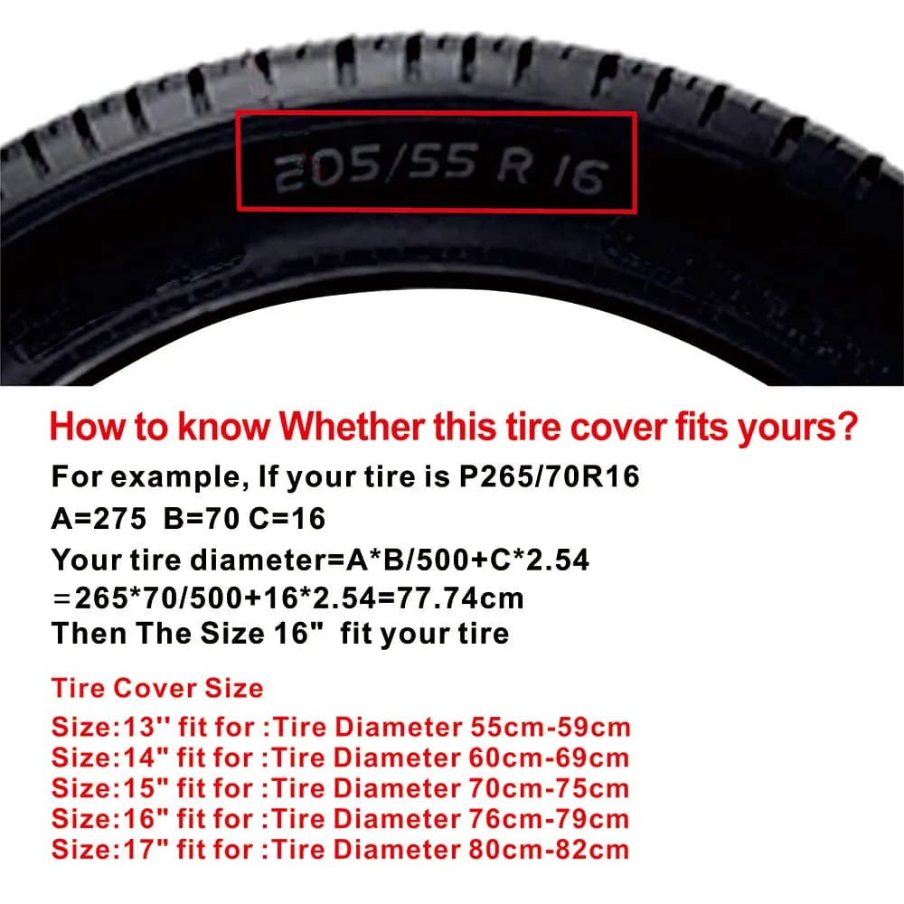 4x4 Overland Vehicle Spare Tire Cover Case Bag Pouch Weatherproof Dust-Proof Wheel Covers for Suzuki Mitsubish 14/15/16/17 inch - 6