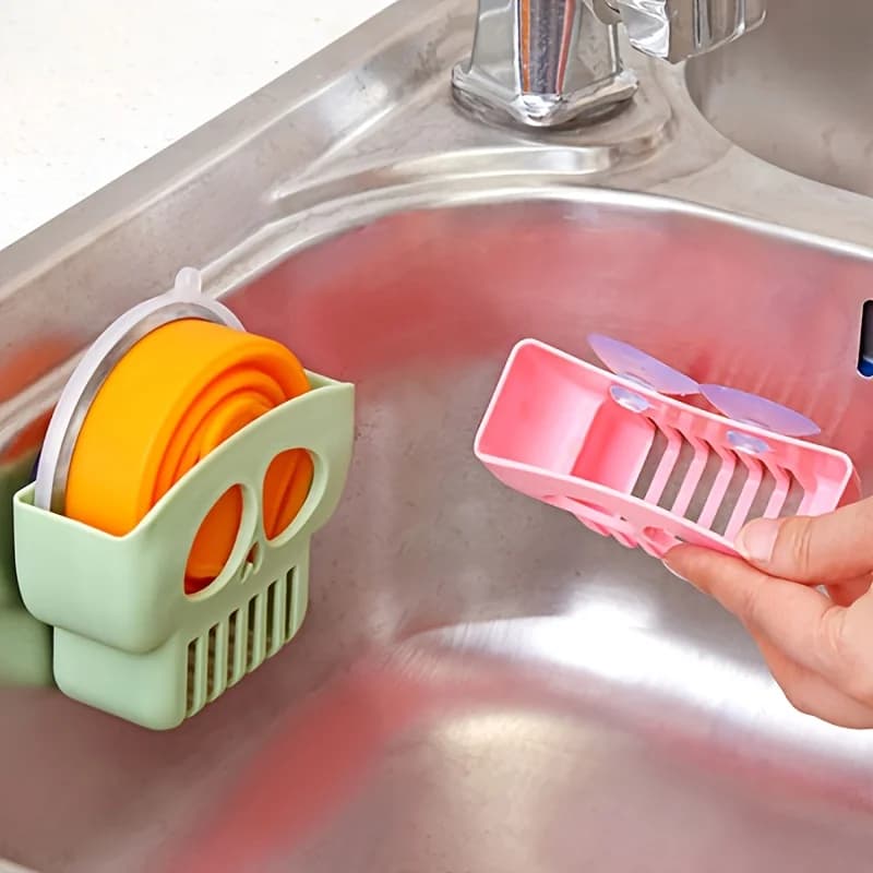Creative kitchen dishwashing sponge drain rack suction cup sink storage rack wall mounted scouring pad cloth cloth storage rack - 4