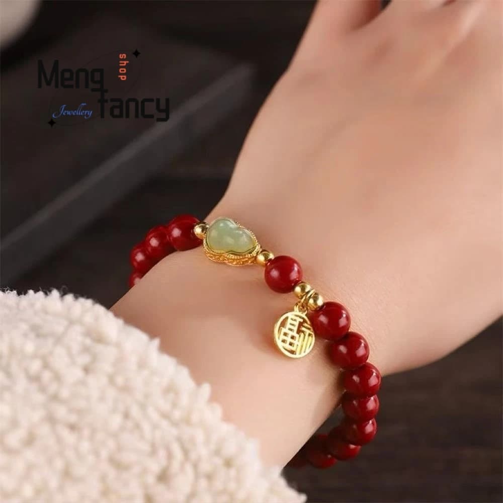 The New Natural Hetian Jade Fulu Fortune Peace Gourd Bracelet Retro Charm Fashion Fine Jewelry Best Selling Couple Holiday Gifts - 6