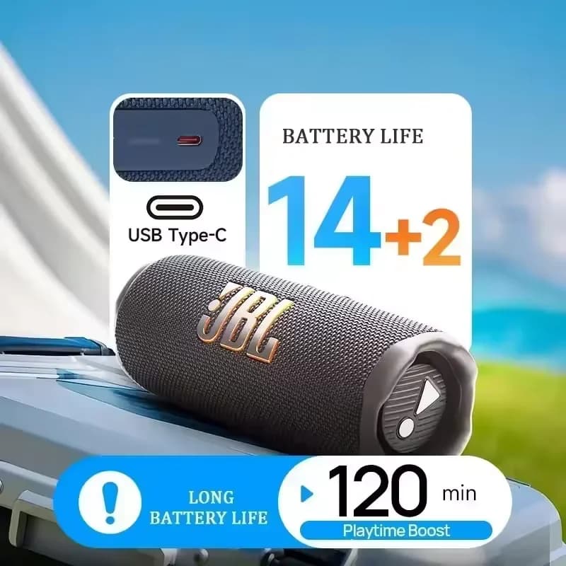 JBL Flip 7 Waterproof Bluetooth Speaker - Mini HiFi Stereo Sound System with Powerful Bass IP68 Wireless Portable - 2