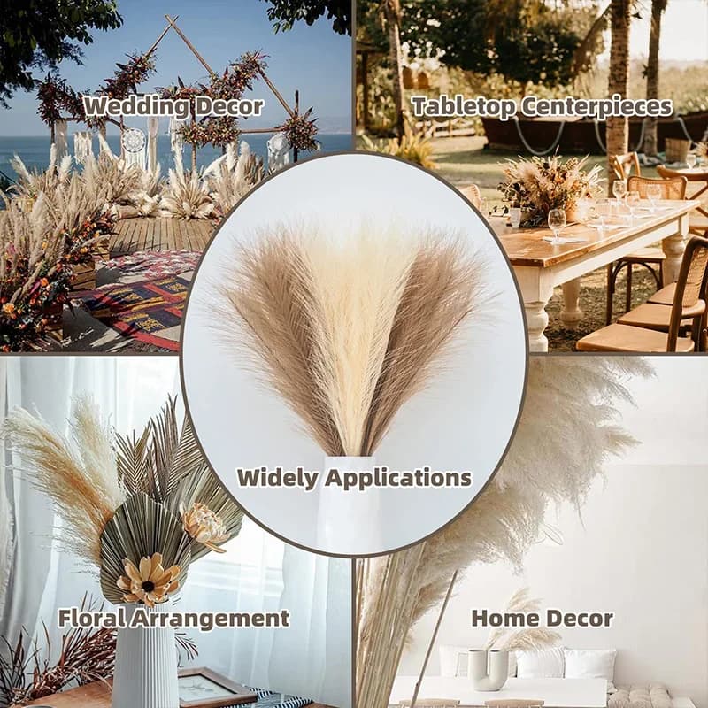 55CM Fluffy Pampas Grass Boho Decor Flower Fake Plant Reed Simulated Wedding Party Home Decoration Artificial Flowers - 2