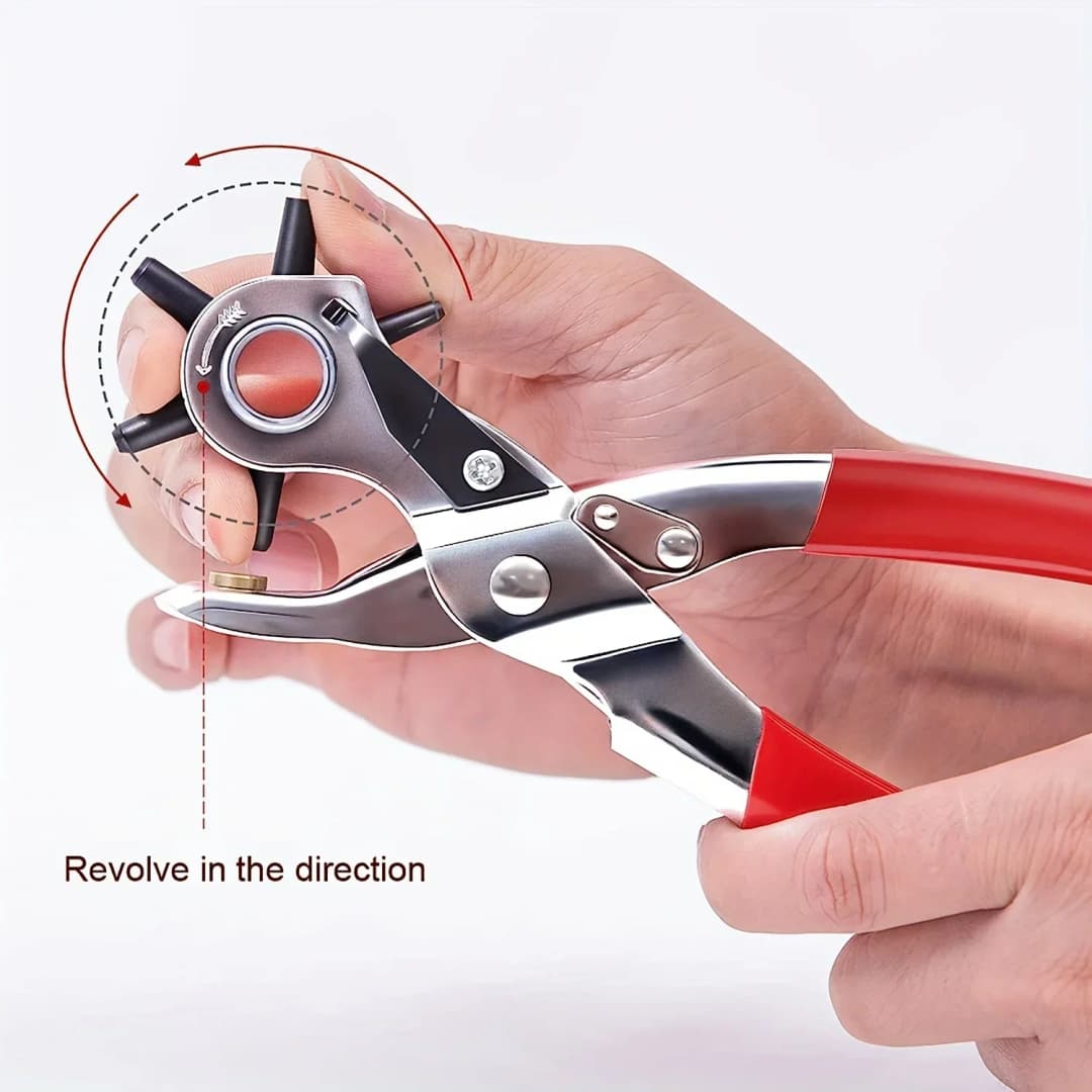 6-Size Rotary Leather Punch - Heavy Duty Belt Hole Puncher Tool w for DIY Crafting & Leatherworking Kits - 4
