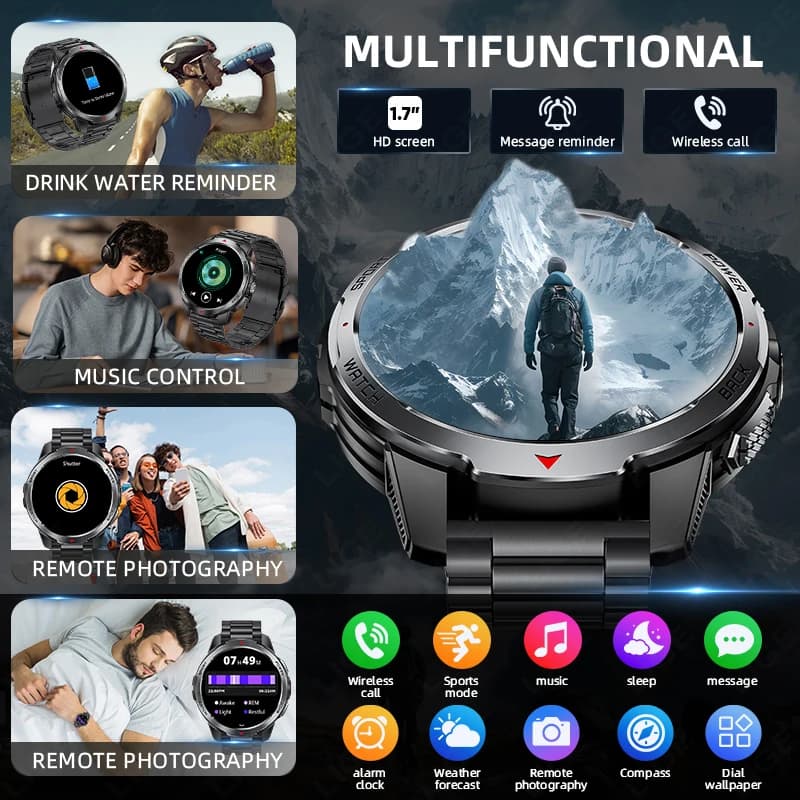 LIGE 1100mAh Battery Smart Watches For Man Outdoor Sport LED Flashlight Compass Men’s Smartwatch Bluetooth Call Men 2026 Watches - 2
