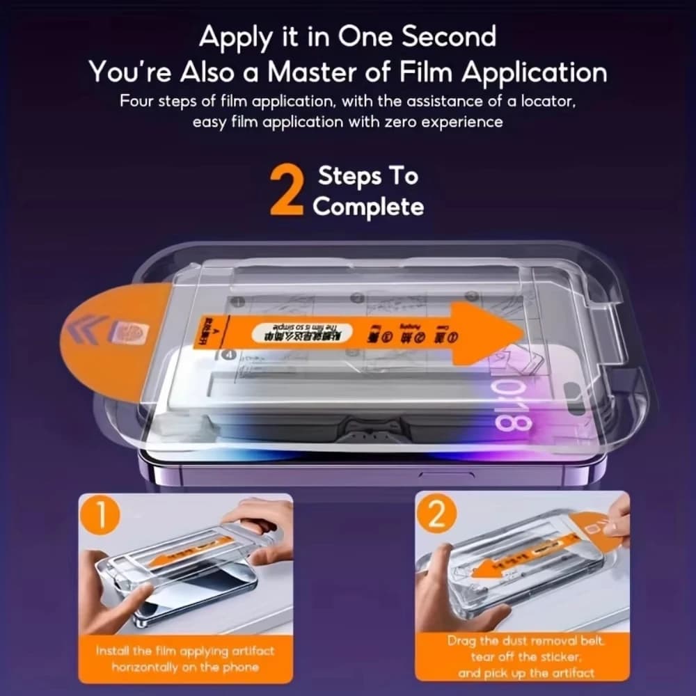 1-5PCS Easy Install HD Screen Protector For iPhone 17 Pro Max 15 16 13 11 14 16e 12 Mini XR X Xs 7 8 Plus Air Tempered Glass - 2