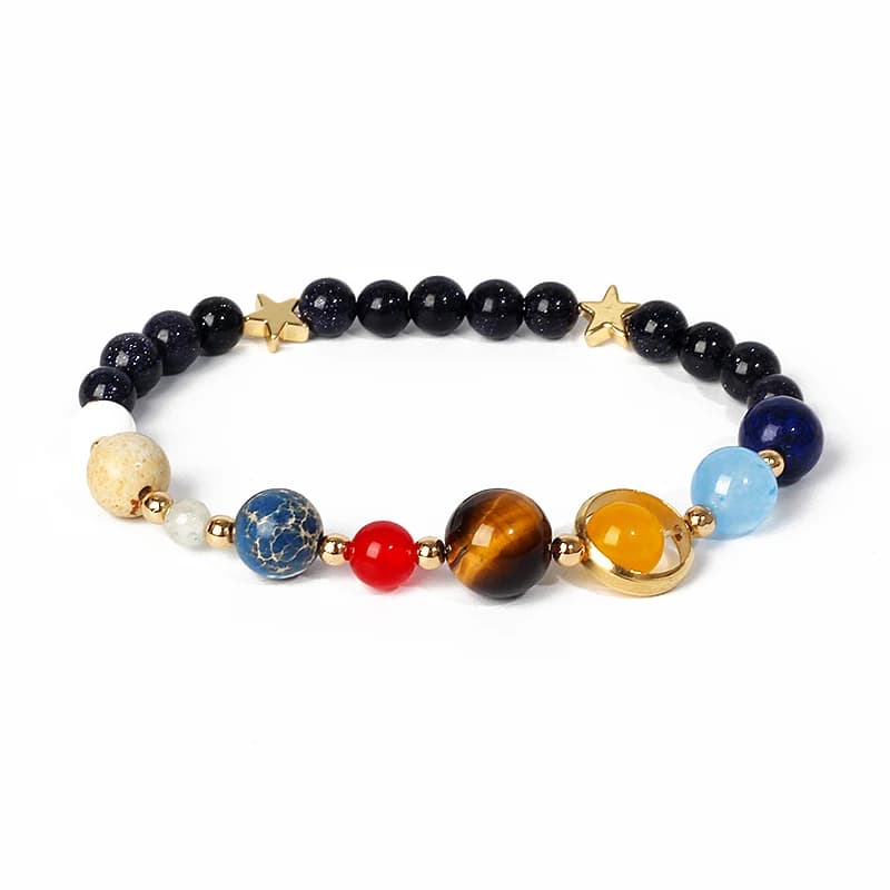 Universe Galaxy Eight Planets Bracelet Solar System Guardian Star Natural Stone Beads Bracelets for Women Fashion Couple Jewelry - 6