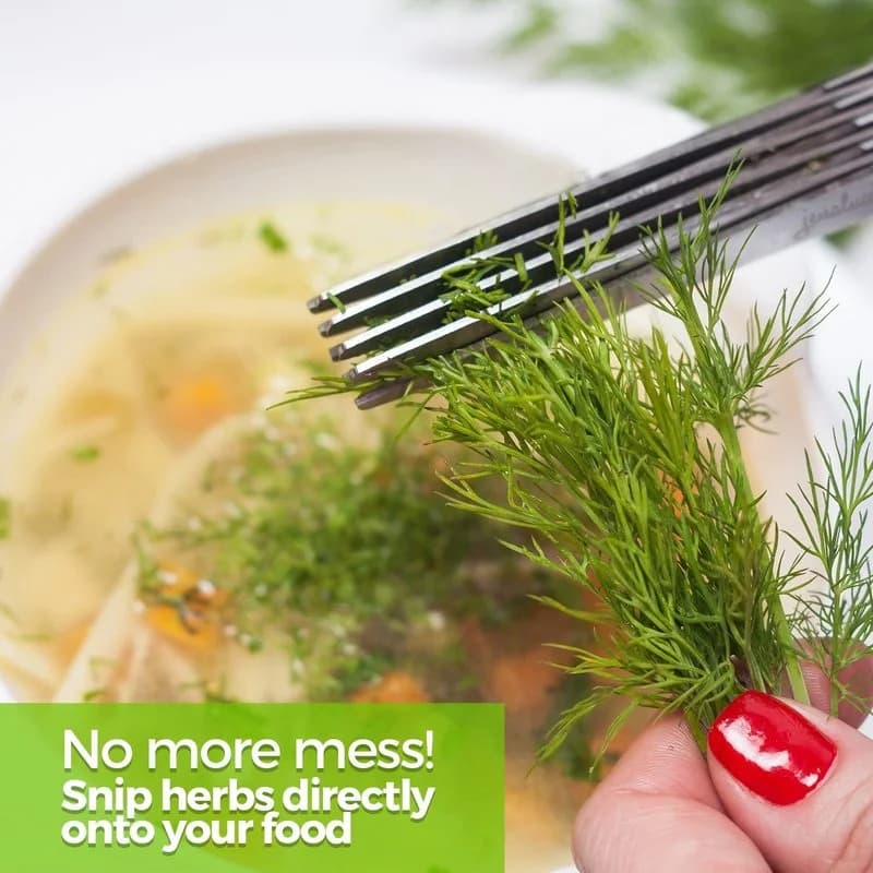 مقص مطبخ متعدد الطبقات من الفولاذ المقاوم للصدأ، قطاعة خضروات وبصل أخضر وأعشاب وتوابل، أداة تقطيع مع اكسسوارات المطبخ - 5
