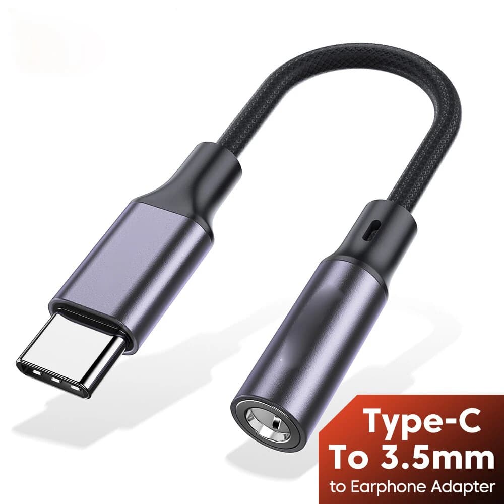 محول سماعات رأس من النايلون المتين نوع C، كابل مساعد 3.5 ملم مطلي بالذهب للسيارة/الموسيقى/الألعاب (بدون تأخير، ميكروفون وتحكم في الصوت) - 2