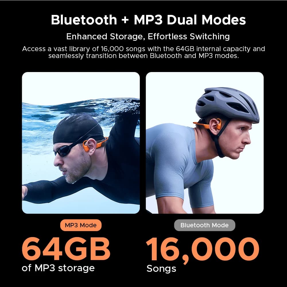 DOOGEE BoneAir Swim Bone Conduction Headphones Bluetooth 5.4 Wireless Ear Hooks Off Map Waterproof Ear phones for Outdoor Sports - 5