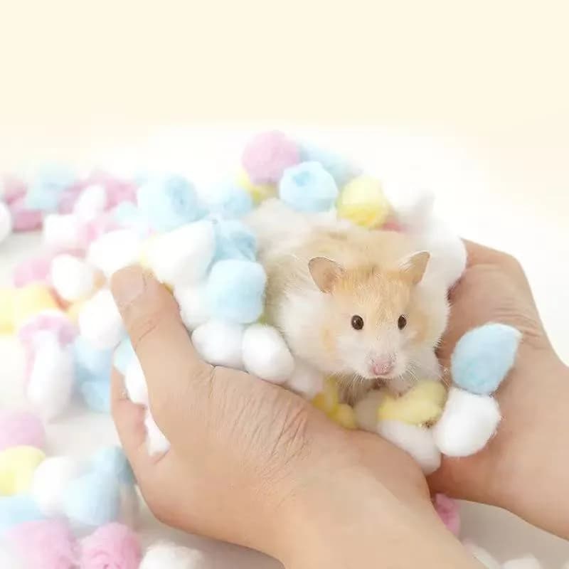 100pcs/pack Colorful Cotton Balls for Small Animal Cages - Hamster Rat Mouse Warm House Bedding Essential Pet Supplies Pack