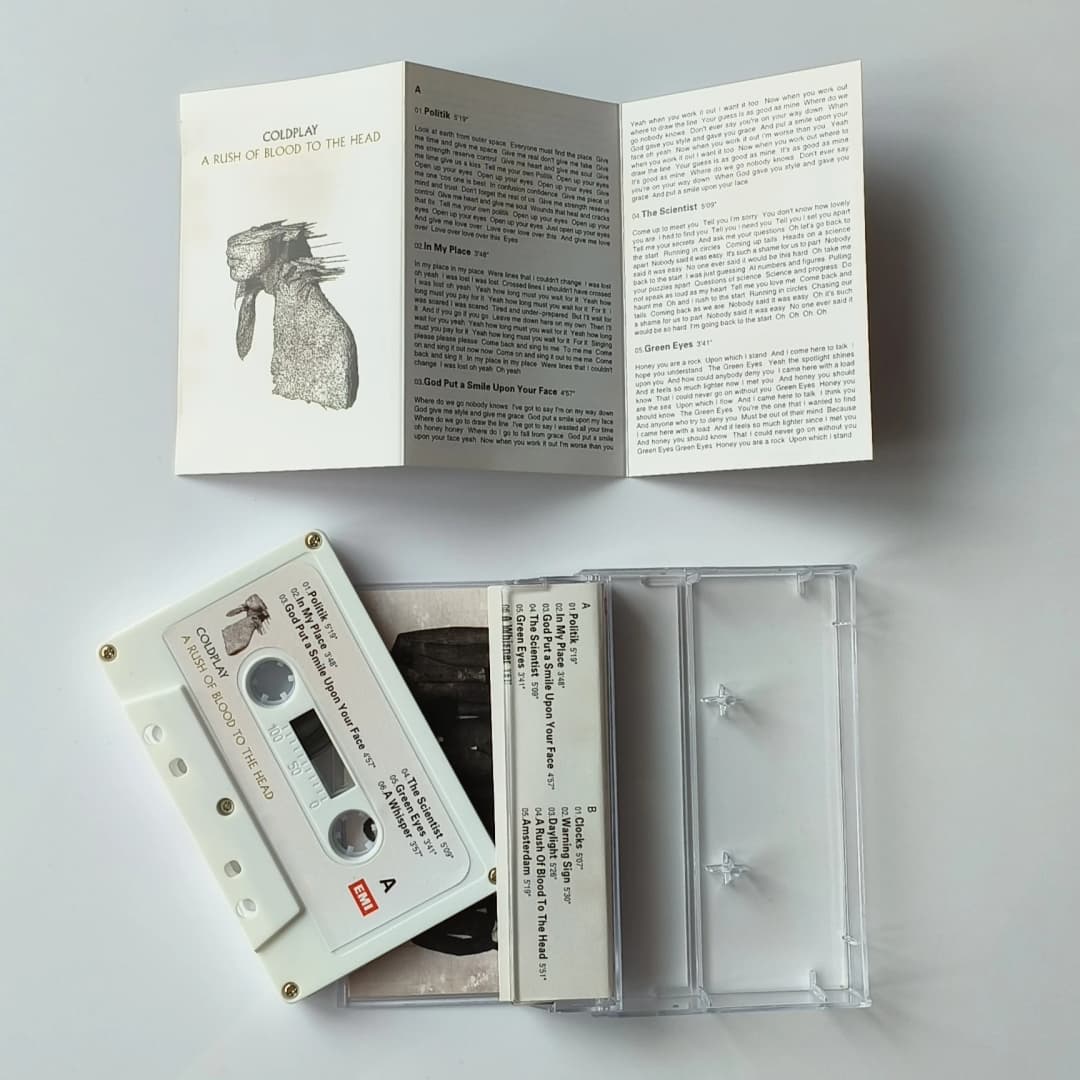 شريط موسيقى كلاسيكي من كولدبلاي ألبوم A Rush of Blood to the Head كاسيتات باراشوتس أدوات تسجيل كوسبلاي موسيقى تصويرية صندوق حفلات موسيقية - 6