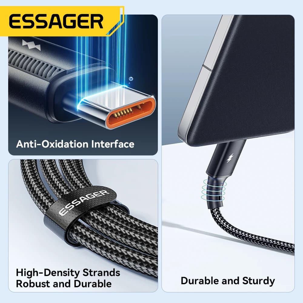 Essager 120W 6A Fast Charging Cable Type C Quick Charge Cable For Xiaomi 14 Ultra Huawei Samsung Oneplus USB Type C Data Cables - 5