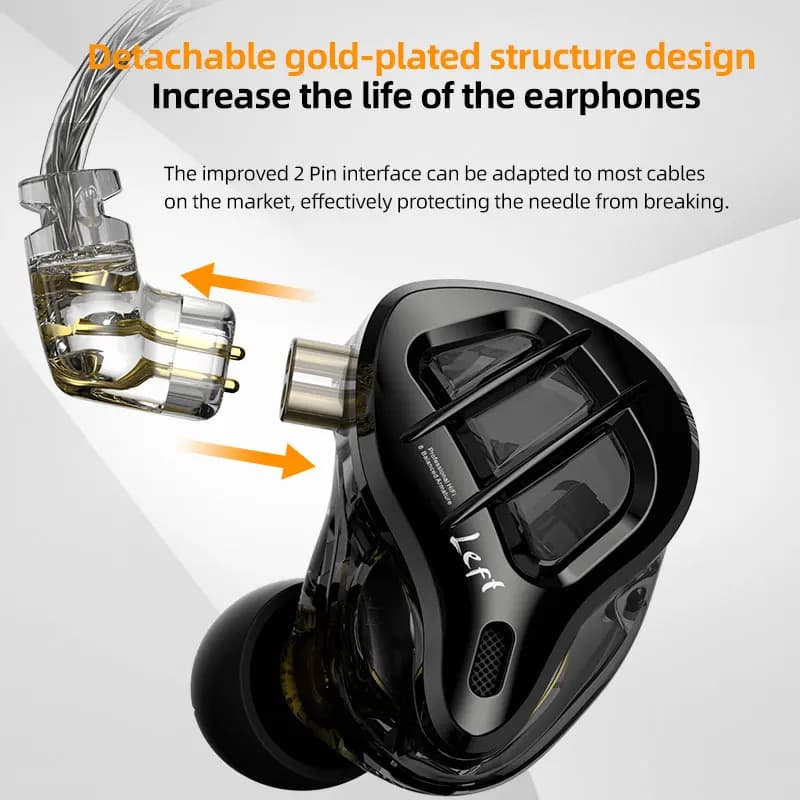 KZ ZAR Hybrid Driver In-ear Monitor 1DD + 7BA HiFi Headphones 2Pin Wired Headphones Music DJ Headphones Sports Gaming Earbud - 6