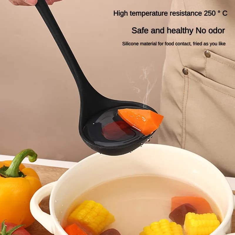 1/10PCS Food-Grade Silicone Kitchen Tools Set, Heat-Resistant Slotted Spoon for Non-Stick Cookware & Hot Pot, Multi-Use Strainer - 4