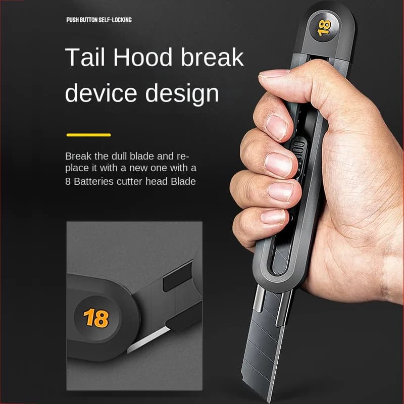 Deli Snap-off Utility Knife Retractable Box Cutters 9mm 18mm High Carbon Steel Blades Auto Lock, Perfect for Office and Home use - 3
