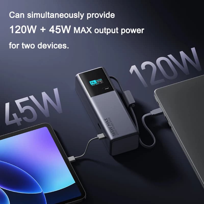 XIAOMI Power Bank 20000mAh 165W MAX Built-in Cable,Screen Display,Fast Charging PowerBank for Macbook For iphone 17 16 15 pro - 4