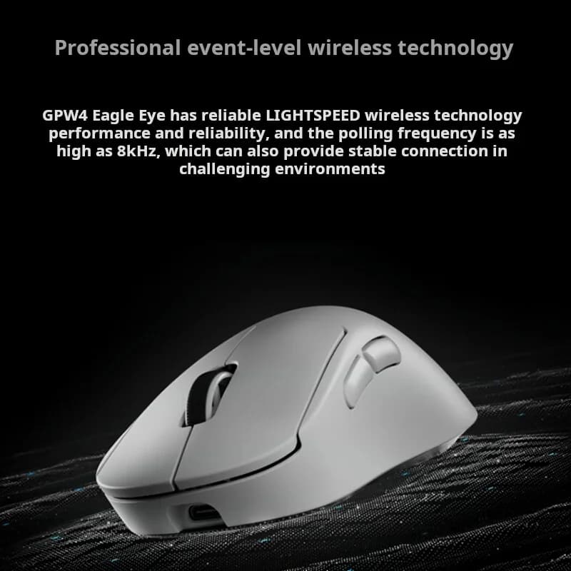 ماوس الألعاب اللاسلكي Logitech G GPW 4 Eagle Eye، الجيل الرابع من GPW للرياضات الإلكترونية، ماوس ميكانيكي ثنائي الوضع مريح وخفيف الوزن للغاية، G - 4