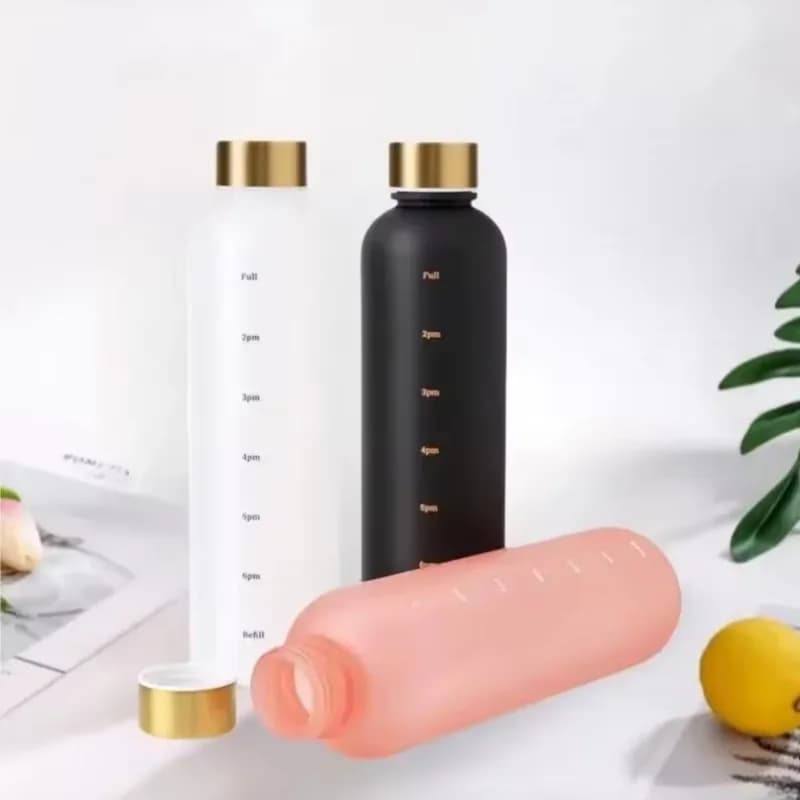 زجاجة بسعة 1000 مللي مع علامة وقت تحفيزية، قابلة لإعادة الاستخدام، مناسبة للياقة البدنية والرياضة في الهواء الطلق والسفر والدراجات، مانعة للتسرب، خالية من BPA، متجمدة - 2