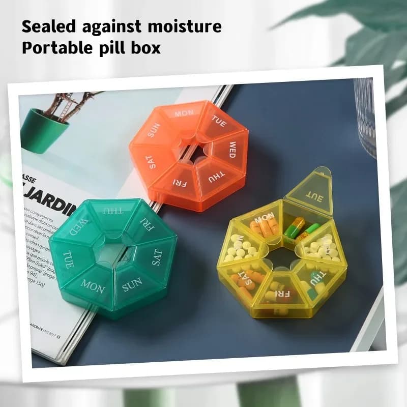 صندوق حبوب السفر الصغير المحمول الصغير، حافظات حبوب الفيتامينات، منظم أقراص التخزين، شبكات 7 أيام، زيوت الأسماك الطبية - 4