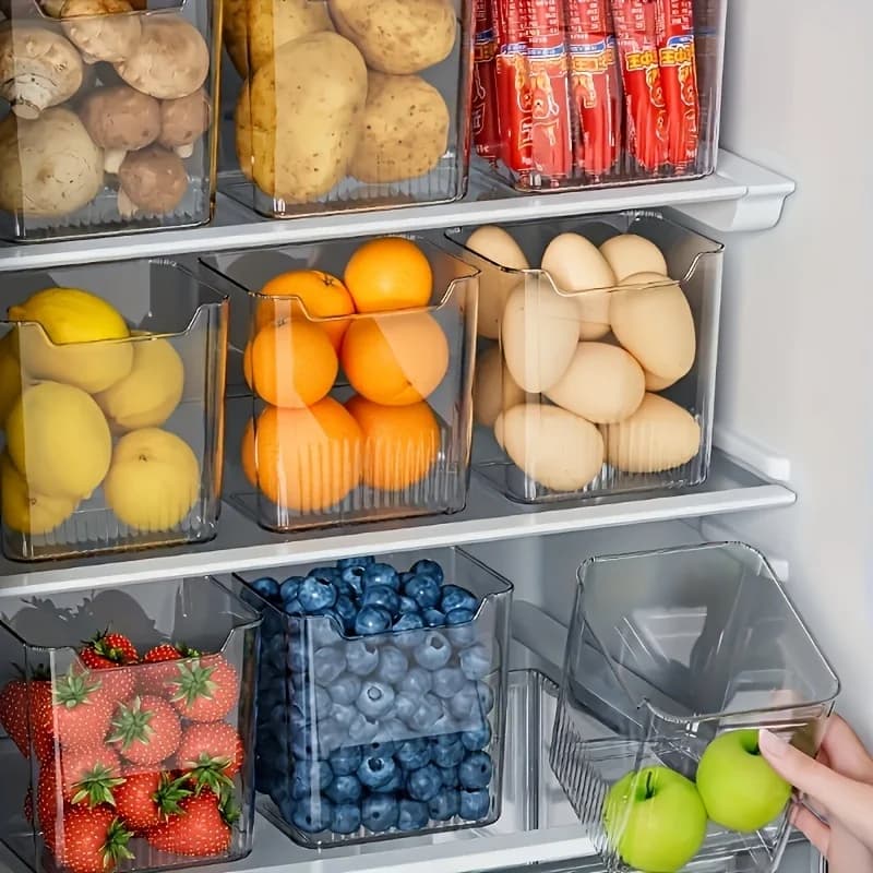 3Pcs BPA-Free Refrigerator Side Door Organizer Set Transparent,Freshness Preserving Storage Containers for Kitchen & Dining - 2