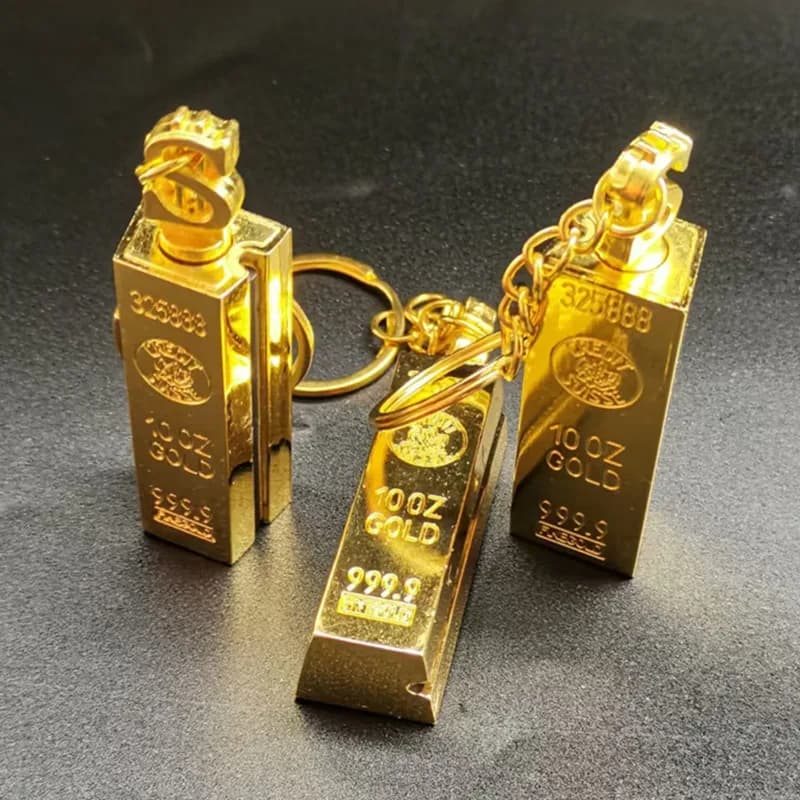 New Gold Bar Design Metal Pendant Lighter Open Flame Smoking Accessory for Outdoor Adventure Small Portable Lighting Tool - 4