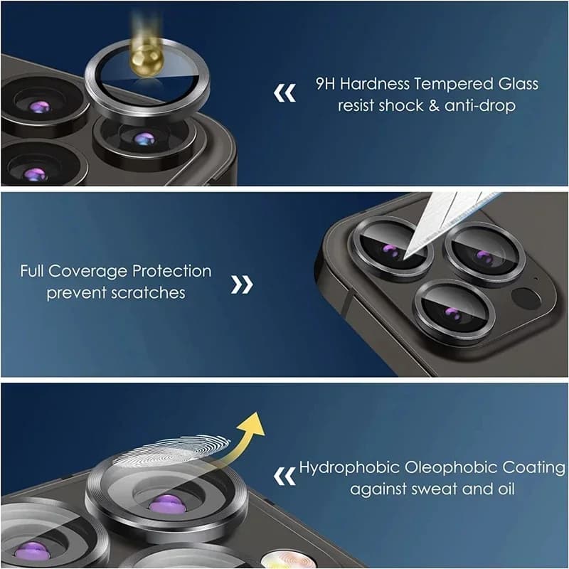 3 قطع واقي عدسة معدني من الزجاج لـ iPhone 15 13 12 11 14 Pro Max غطاء حماية عدسة الكاميرا الخلفية لـ iPhone 13 Mini 14 15 Plus - 4