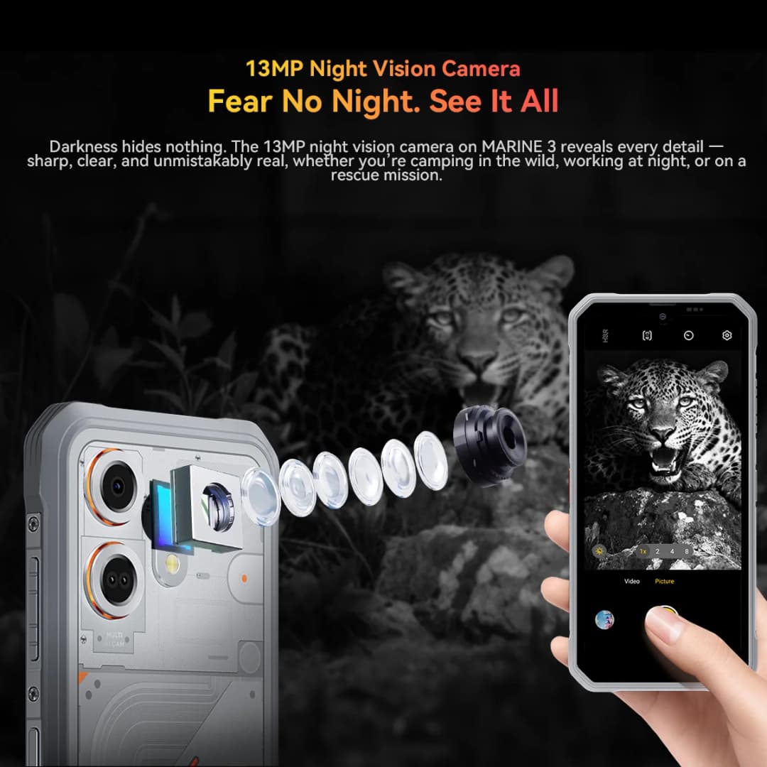 هاتف Blackview OSCAL MARINE 3 الذكي، شاشة 6.56 بوصة HD بمعدل تحديث 90 هرتز، معالج Helio G81، كاميرا 13 ميجابكسل + 16 ميجابكسل، بطارية 5000 مللي أمبير، نظام أندرويد 16 - 2