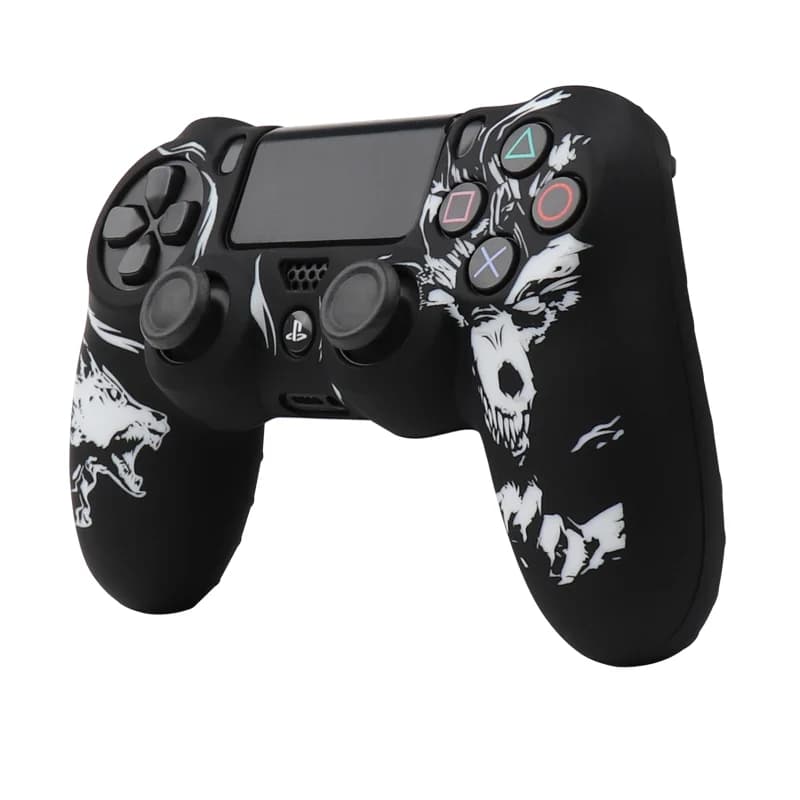 غطاء تحكم من السيليكون الناعم بنقش ليزر لجهاز Playstation 4 غطاء وحدة تحكم PS4 مع أغطية قبضة عصا التحكم - 5
