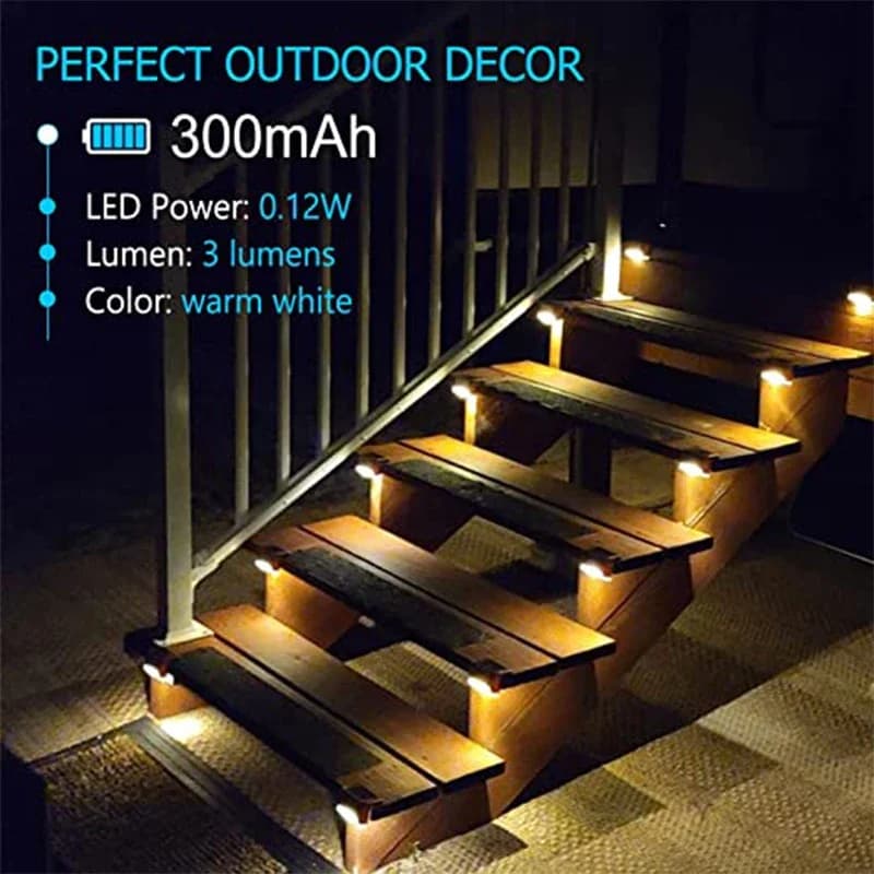 Warm White LED Solar Step Lamp Path Stair Outdoor Garden Lights Waterproof Balcony Light Decoration for Patio Stair Fence Light - 4