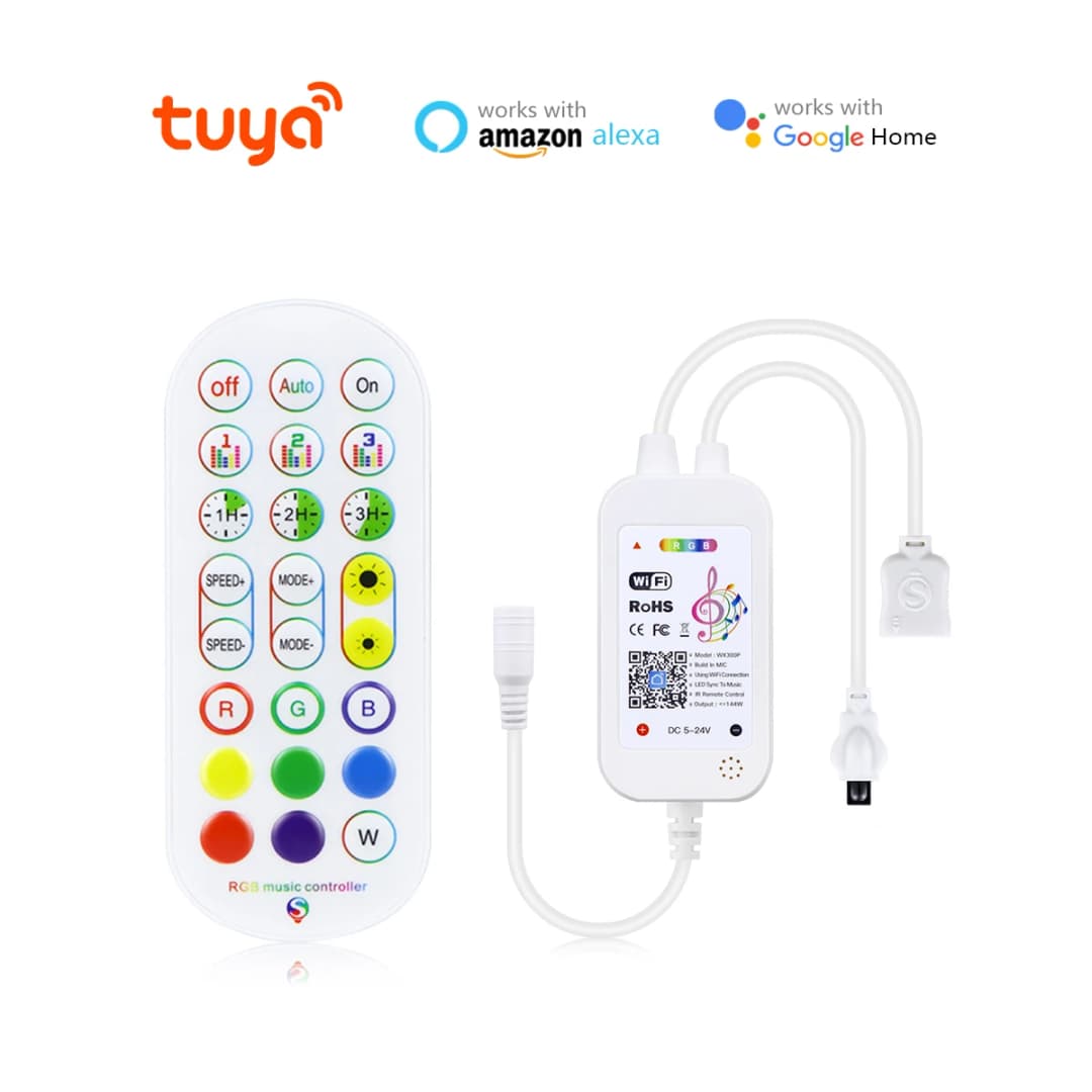 جهاز تحكم Tuya Smart Life عبر WiFi لإضاءة LED، تحكم أحادي اللون/RGB مع محول طاقة DC12V 2A/3A بقابس EU/US - 3