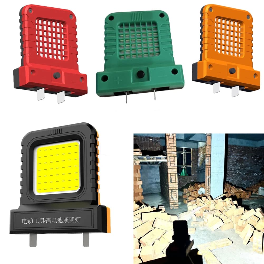 إضاءة LED لبطارية ليثيوم 20/21V بقوة 14 واط، مصباح عمل للتخييم، فانوس تخييم، كشاف جيب صغير مع أدوات قابس قابل للتعديل - 5