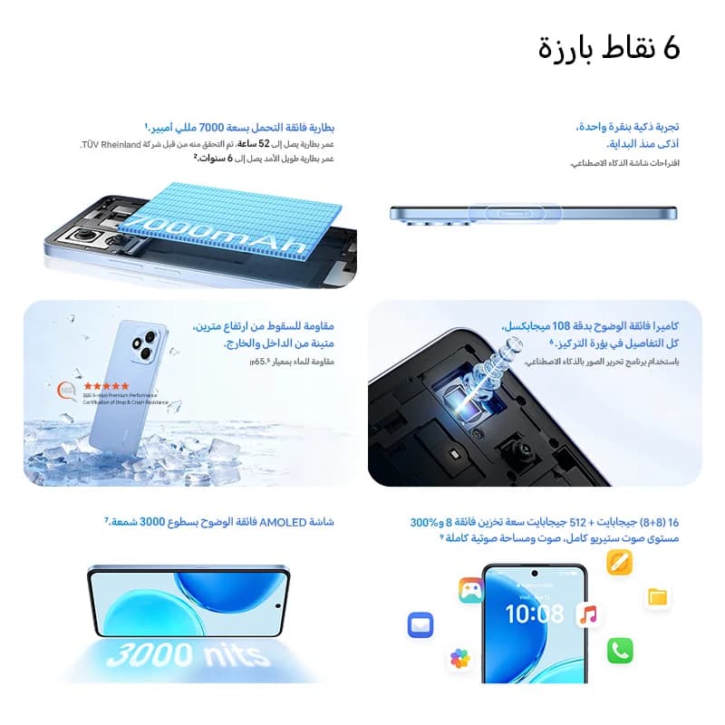 إصدار عالمي جديد HONOR X8d 4G سعة 8 جيجابايت + 256 جيجابايت بشاشة AMOLED مقاس 6.77 بوصة وكاميرا رئيسية بدقة 108 ميجابكسل وبطارية سعة 7000 مللي أمبير وشحن فائق السرعة 45 واط وبطاقة SIM مزدوجة ونظام أندرويد 16 - 2