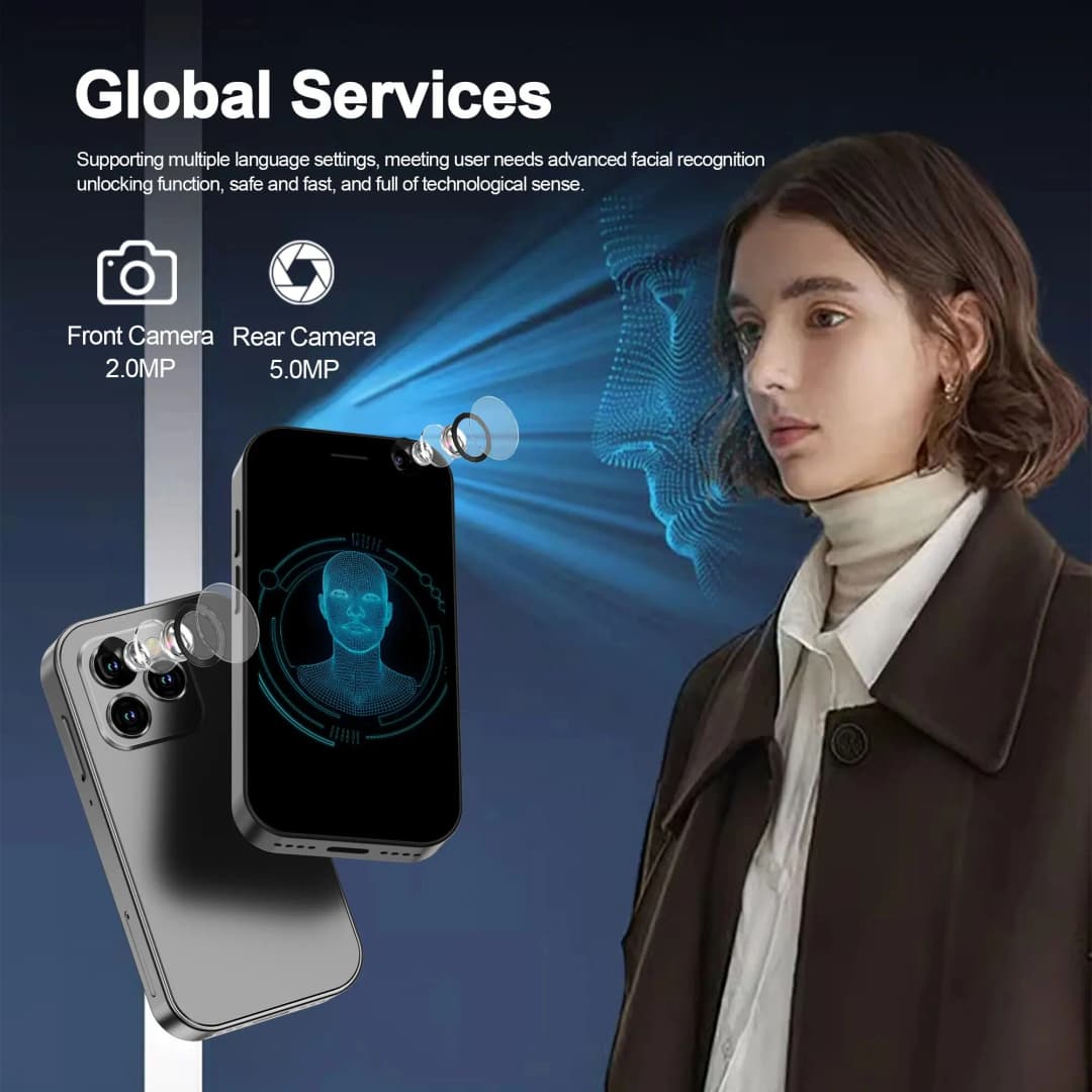 سيرفو كينج8000 هاتف ذكي صغير بشبكة 4G، أندرويد 10.0، 2 جيجابايت + 16 جيجابايت، شاشة 3 بوصة، كاميرا 5 ميجابكسل، ثنائي الشريحة، مع متجر جوجل بلاي وواتساب - 2