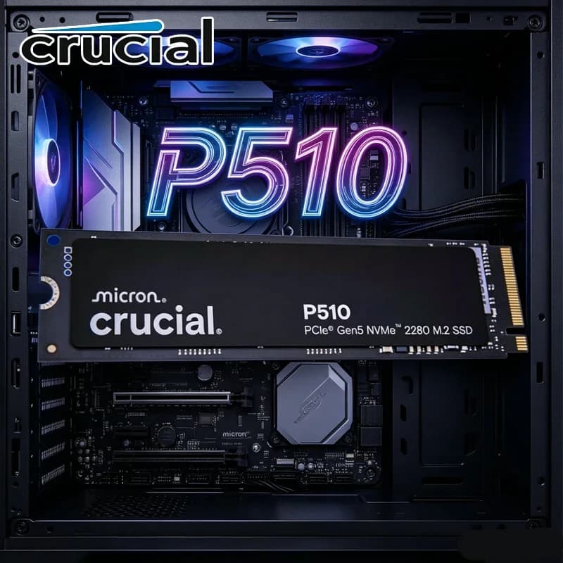 Crucial P510 M.2 2280 PCIe Gen5 NVMe SSD 1TB 2TB,High Speed PCIe 5.0 Internal Drive for Laptop Desktop Gaming PC