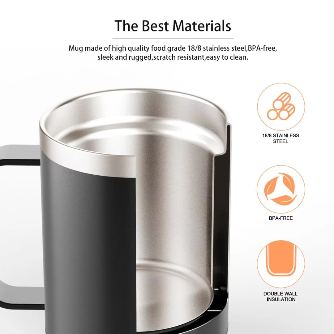 Self-Heating Coffee Mug - 12oz USB Electric Heated Mug Heat 131-149℉ Smart Warming Travel Mug Double Layer Food Grade Cup Warmer - 4