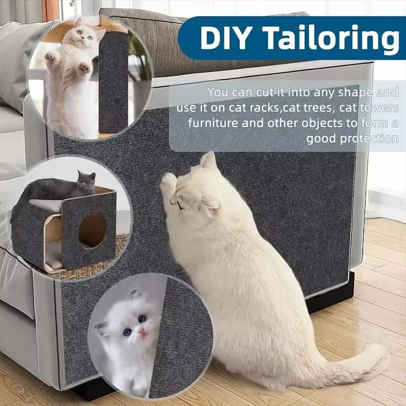 DIYSelf-Adhesive Cat Scratching Mat Trimmable Cat Carpet Cat Scratching Carpet Corner Wall Cat  Scratch Sofa Furniture Protector - 4