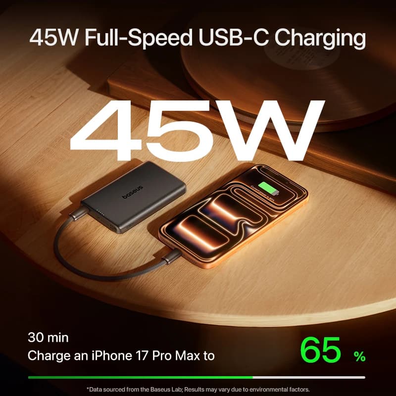Baseus Qi2.2 25W Power Bank 10000mAh Magnetic Wireless Charging PD 45W USB-C Power Bank For iPhone 17 16 Pro Max Samsung S25 - 4
