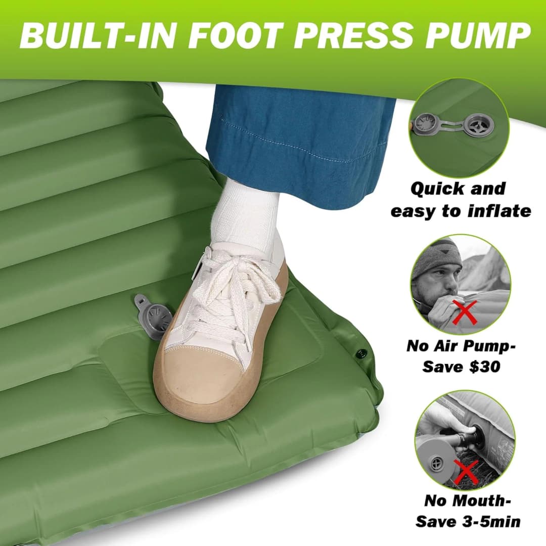 Extra Thick 4 Inch Camping Sleeping Pad Outdoor Camping Self-Inflating Mats Spliceable Hiking Fishing Sleeping Pad - 4